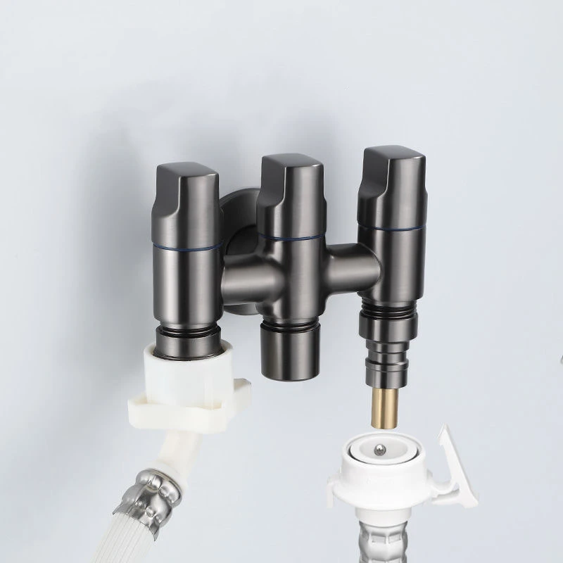 G1/2 Copper Three-way Filling Angle Valve Wall Mount Multifunctionwater Cleaning Sprayer Three-control Faucet Bathroom Fixture