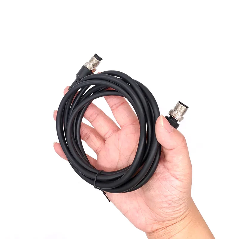 Durable Waterproof M12 Sensor Connector Cable with Dual Heads - 2m Wire, Male and Female, 4 to 8 Pin Options