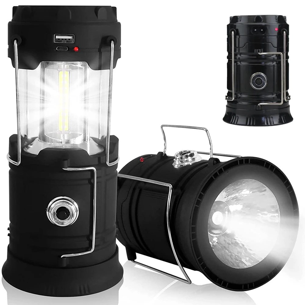 Camping Light Portable Flashlight Solar Camping Lights COB Tent Lamp