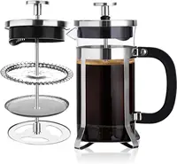GIANXI Black 350ML Coffee Maker Transparent Glass French Press Stainless Steel With Lid Handle Coffee Pot Coffeeware Teaware 1
