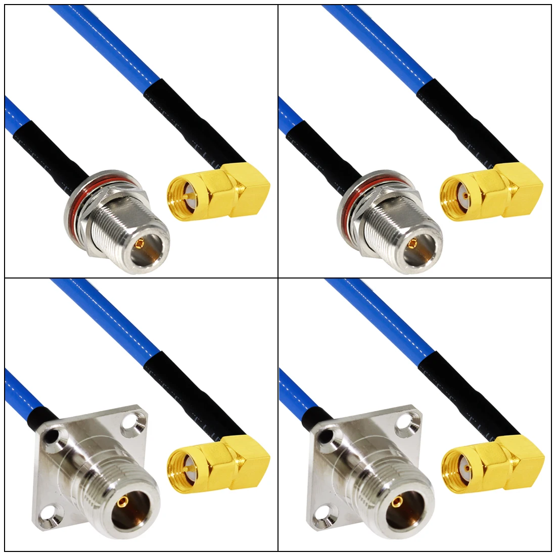 1PC SMA Male Female RP Angle to N Type Plug Jack Panel Mount Pigtail Cable RG402.141" Blue Jacket 20cm
