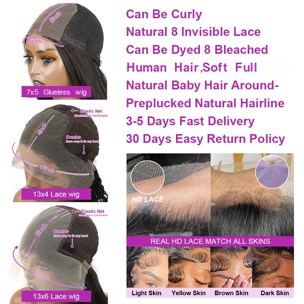 13x6 Hd Lace Frontal Wigs Glueless Human Hair Short Bob Wigs Body Water Wave Lace Front Wigs Brazilian Virgin Hair Natural Black 6