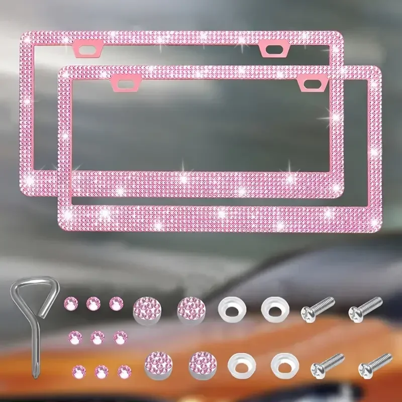 Rhinestone Stainless Steel License Plate Frame for Women