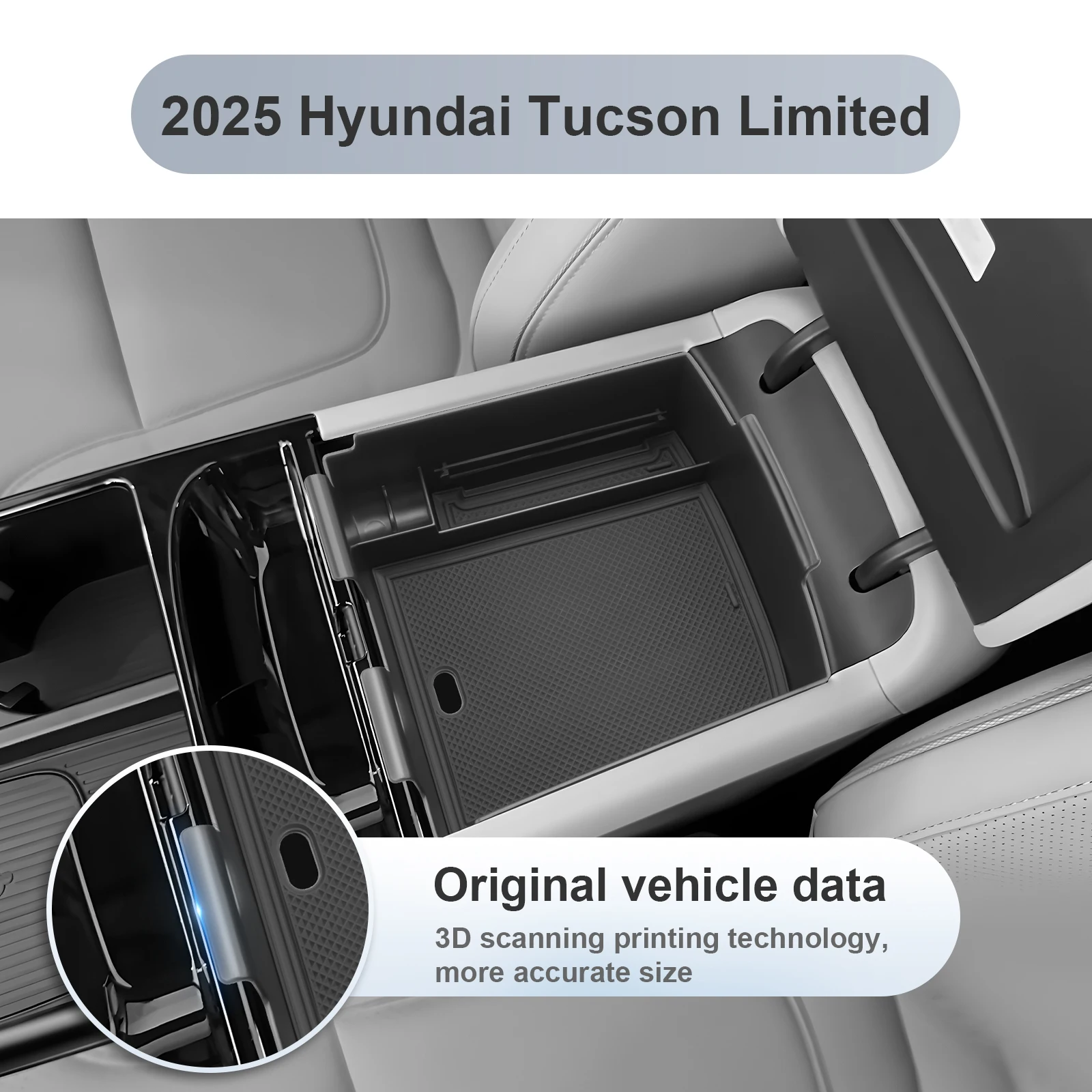 Rangement Voiture ABS Boîte De Rangement Console Centrale Pour Hyundai Tucson NX4 2024-2026 - Organiseur Accoudoir Noir Tucson NX4 2025