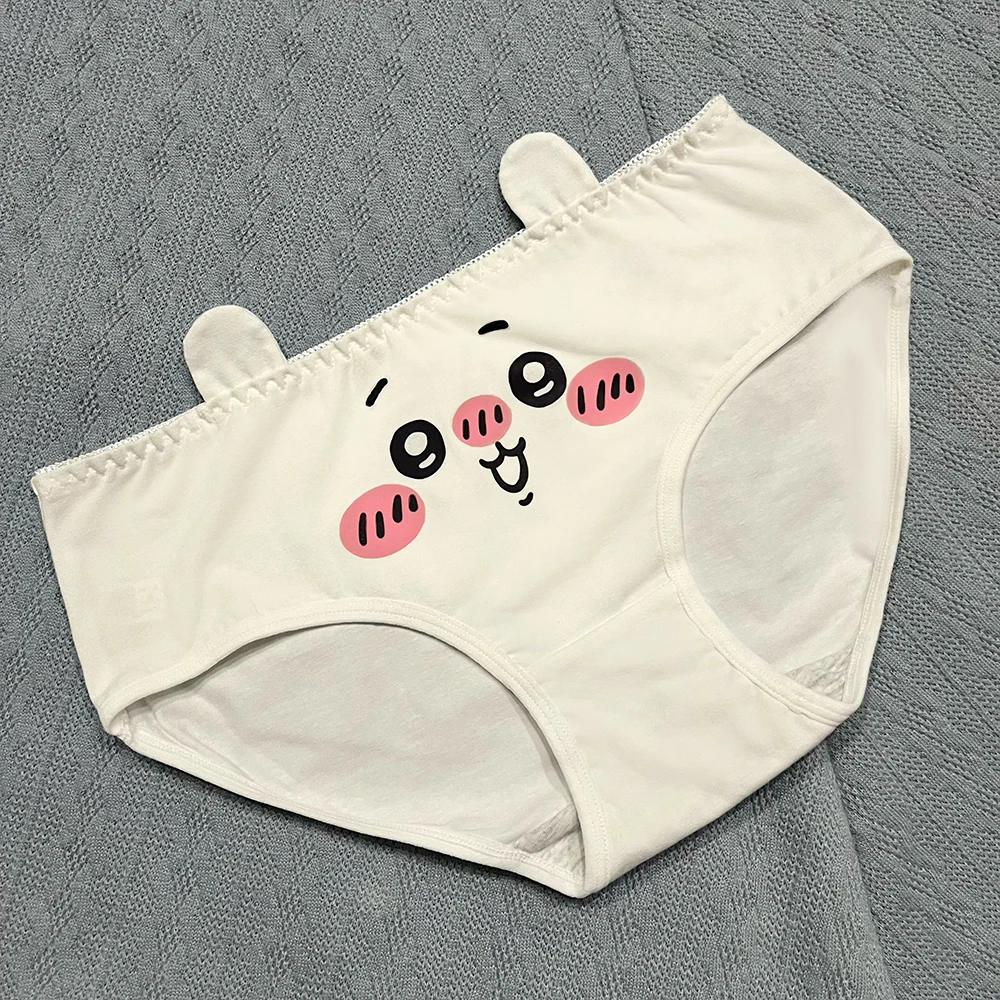 3Pcs 애니메이션 Chiikawa 소녀용 팬티 Usagi Mid Waist Intimates Underpants Hachiware 소녀용 통기성 항균 삼각형 바지