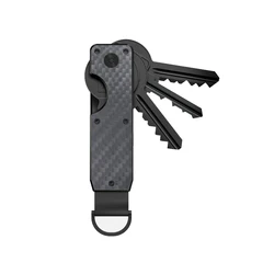 Sleek & Stylish Key Organizer - Compact Metallic Key Holder | Minimalist & Innovative Design | Securely Holds Multiple Keys (Carbon fiber)