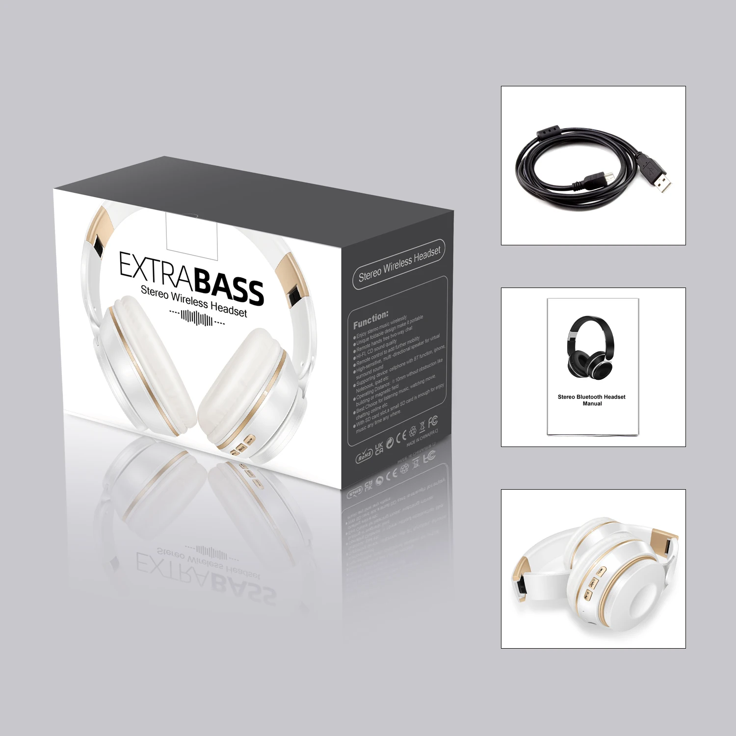 Popular Stereo Bluetooth Headset Wireless Headphone Audio Mp3 Earphone Support SD Card With Mic Student New Year Birthday Gift_voghion.com