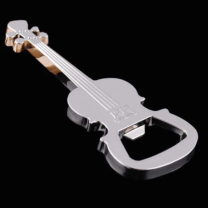 

New Creative Portable Guitar Shape Beer Bottle Opener Chain Ring Zinc Alloy Metal Wedding Party Favors Guests Kitchen Gadgets