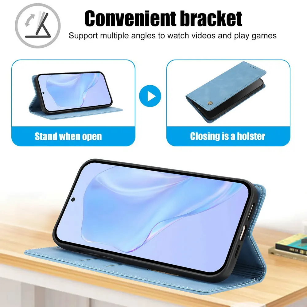 Luxury RFID Leather Wallet Case with Magnetic Flip Cover