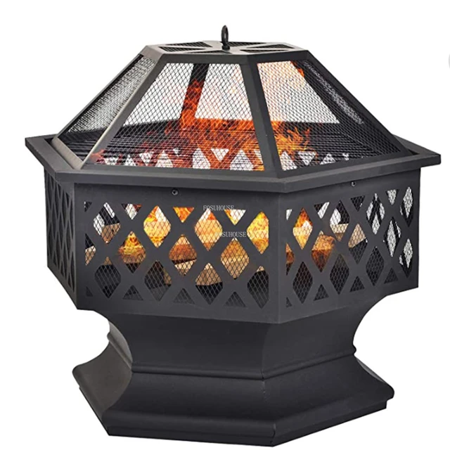 Otthoni Hatszögletű Tűz Gödrök Kültéri Grill Stand Máglya Party Kemping Kemence Kreatív Kert Fűtő Kályha Vas Művészet Brazier U - Image 2