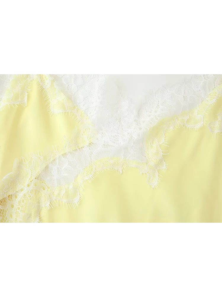 TFMLN New Sexy Lace Splice Sling Dress For Women Sleeveless Asymmetry Hem Backless V Neck Slim Dresses Chic Club Party Outfit