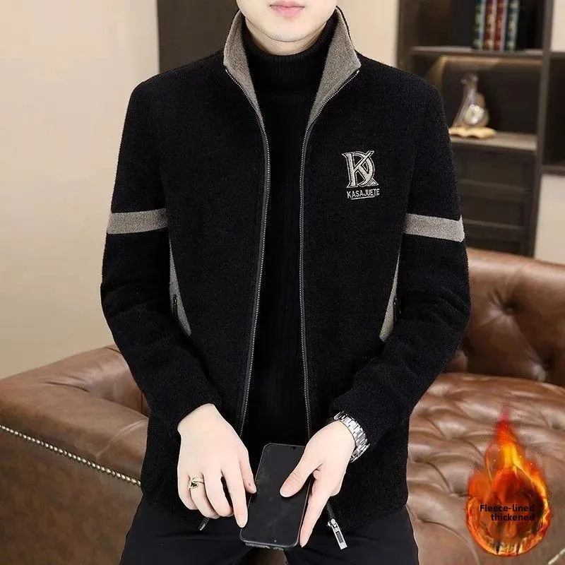 Men's Fashionable Woolen Jacket Autumn Winter Thickened Fleece