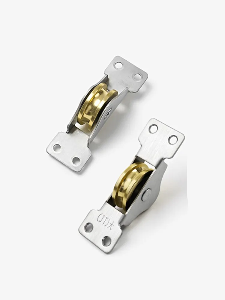 Description Picture 5 of item2PC Stainless Steel Silent Bearing Pulley Sliding Door Roller Lower Track Copper Wheel Wardrobe Door Slot Pulley Window Hardware