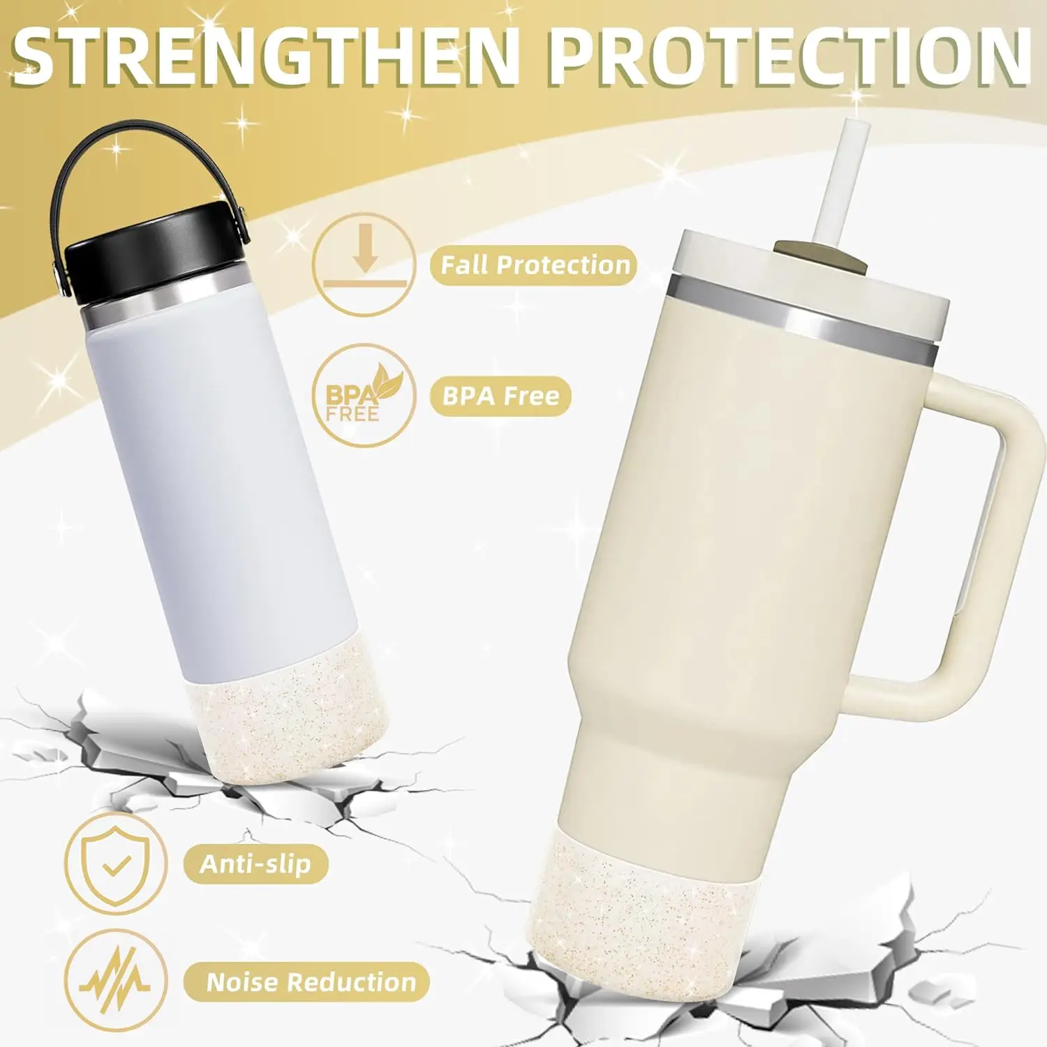 2Pcs Silicone Water Bottle Boot, Anti-Slip Protective For Hydro Flask,Simple,BPA Free Anti-Slip, And Compatible With Tumbler