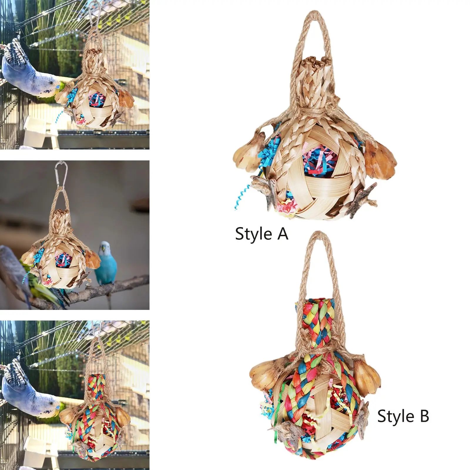 Large Parrot Toys Chew Toy Ball Cage Bite Hanging Training Bird Chewing Toy for Macaws Budgie Lovebird Finches Cockatoos 6