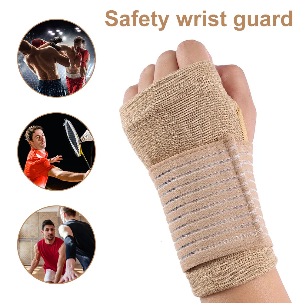 1 Pair Elastic Bandage Wrist Guard Support Arthritis Sprain Band Carpal Protector Hand Brace Accessories Sports Safety Wristband wrist support band wrist support elastic bandage support