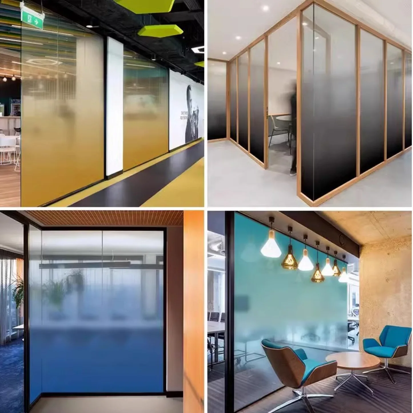 Gradient Solid Color Decorative Semi-Privacy Window Film Glass Sticker Home Office Meeting Room, Static Cling UV Heat Blocking