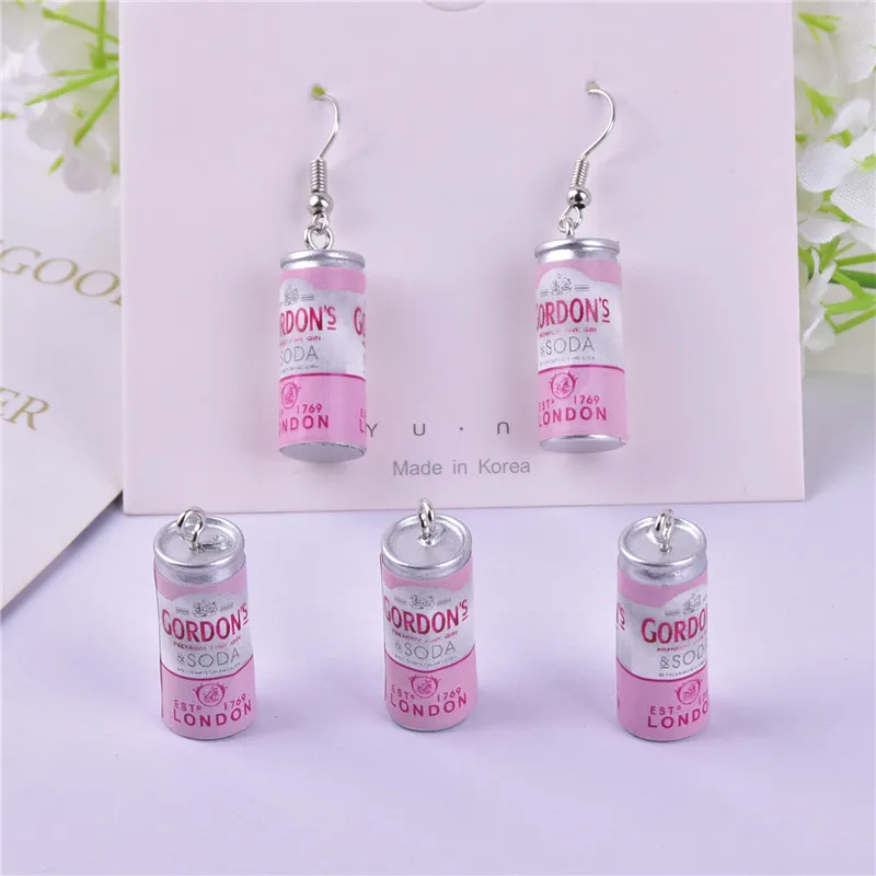 10pcs/pack  Pink Alcohol Cans Resin Charms for DIY Earring Jewelry Finding 10*24mm
