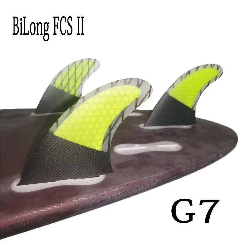 Surfboard Fin BiLong FCS II G7 Surfboard Fins Thruster Fiberglass Honeycomb with Carbon L Size