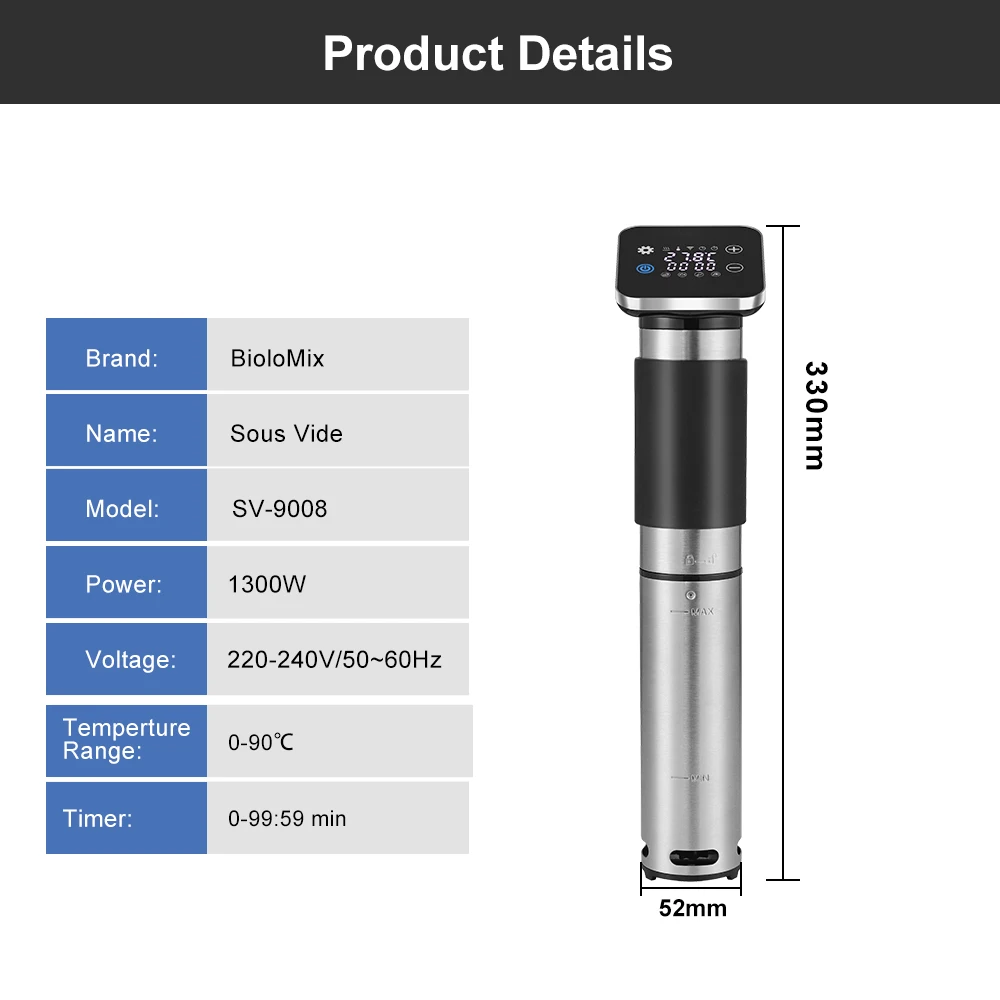 BioloMix 5th Generation WiFi Smart APP Control Sous Vide Cooker Stainless Steel IPX7 Waterproof Thermal Immersion Circulator images - 6