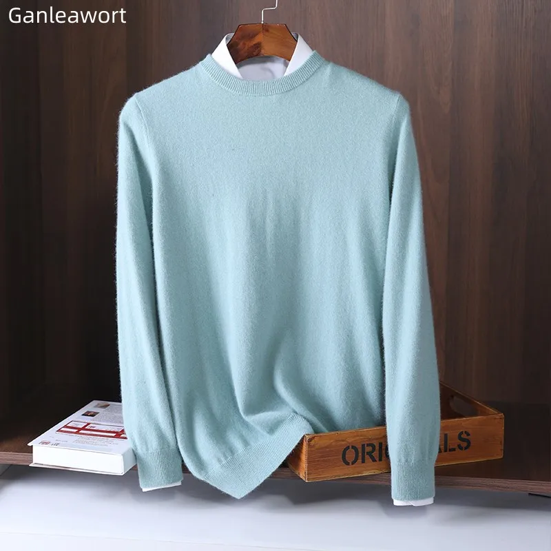 

Men's Round Neck Pullover Long Sleeve Loose Large Size Knitted Bottom Shirt Autumn Winter New Korean Business Casual Sweater Top