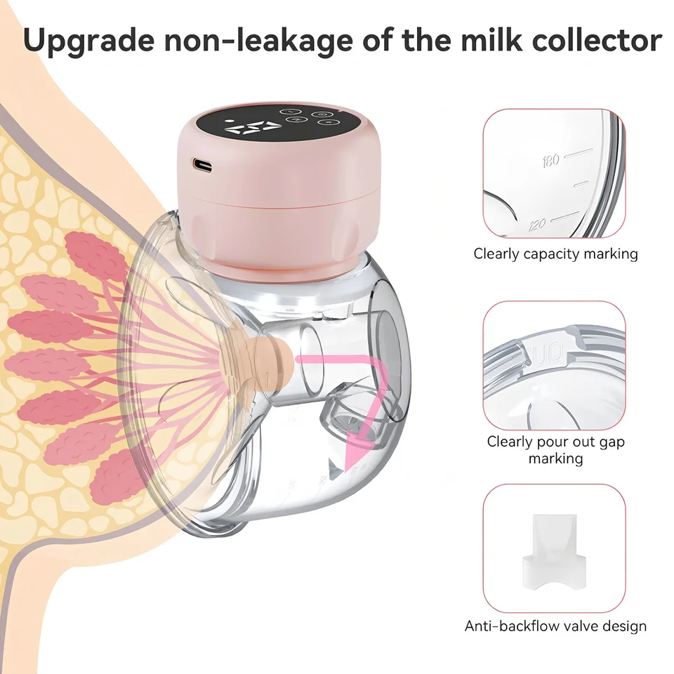 amzwn 1Pcs Smart Electric Pumps Portable Hands Free Wearable Pump Comfort Breast Milk Extractor Collector_voghion.com
