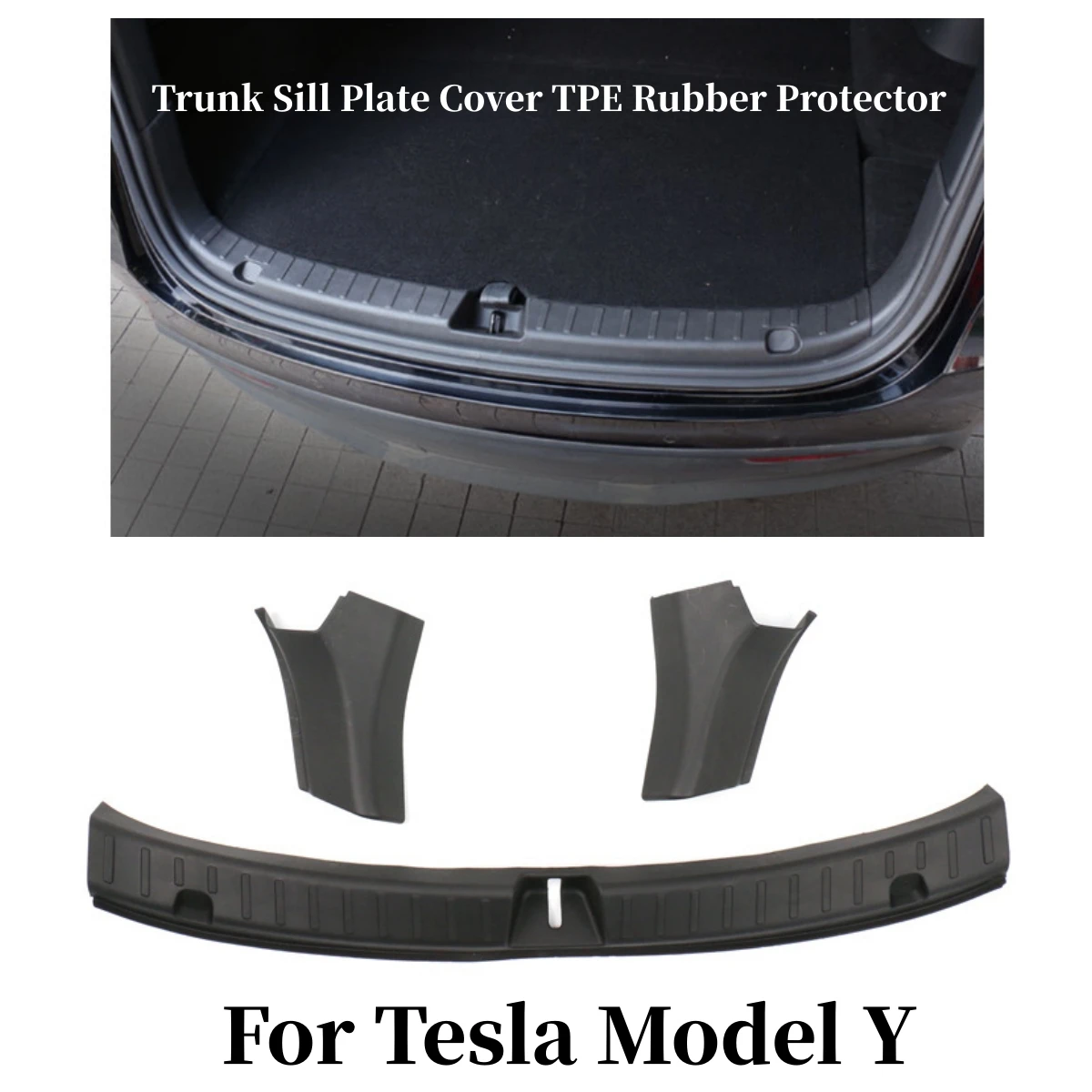 

TaxMat Trunk Sill Plate Cover TPE Rubber Protector for Tesla Model Y 2021-2023 Threshold Bumper Guards Anti-dirty Pad