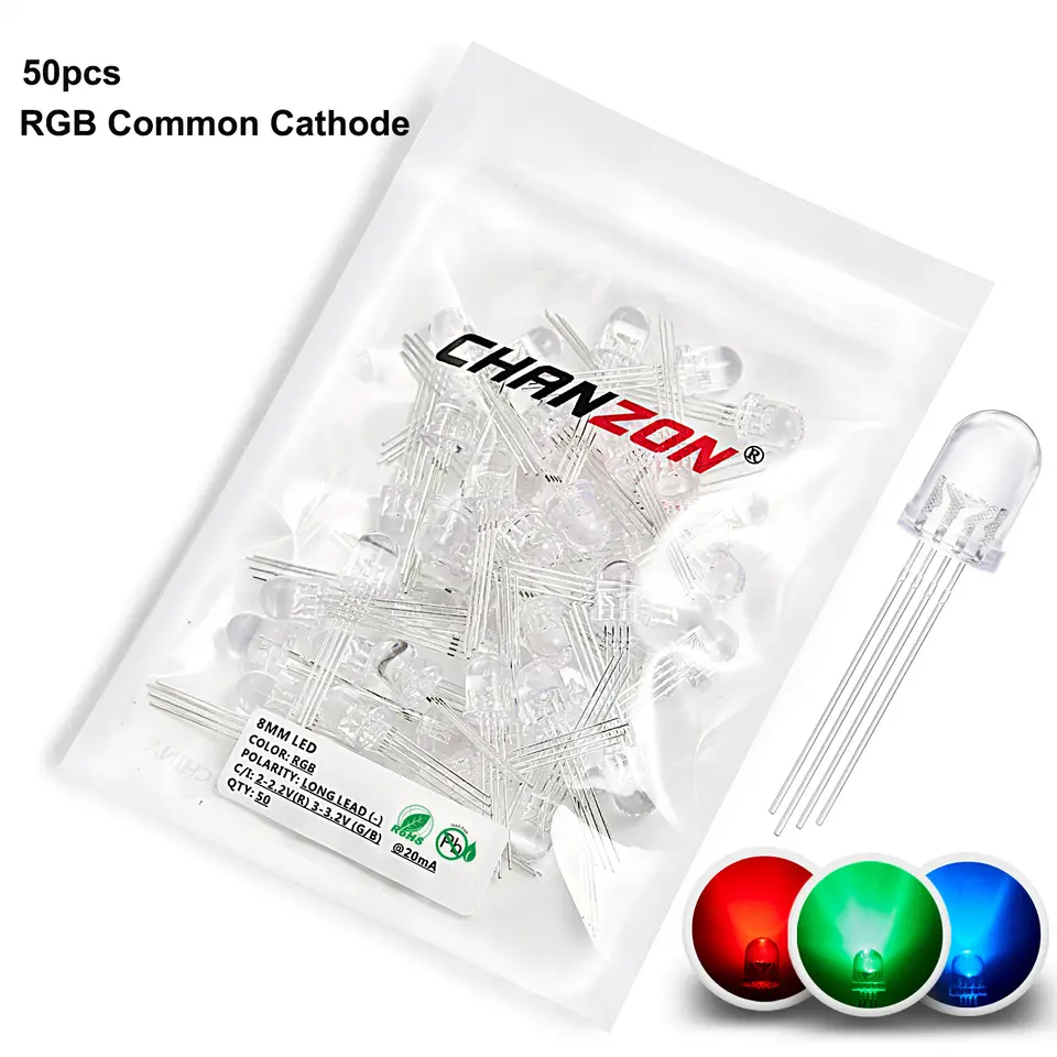 5mm 8mm 10mm Led Diode RGB Light Emitting 4 Pin Common Anode Cathode Tricolor Multicolor Clear Diffused DIY PCB Lamp Bulb image 6