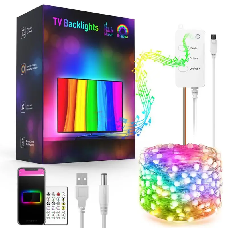 

Tuya Smart WiFi LED Fairy String Lights Dreamcolor 10m 66LED RGB RGBIC USB Strip Light Work Alexa Music Sync Christmas Light