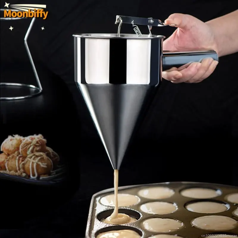 Stainless Steel Funnel Dispenser with Rack Cupcake Pancake Batter Maker Octopus Fish Ball Home Kitchen Baking Tools Baking