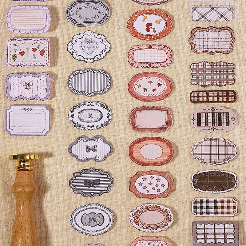 미스터페이퍼 200cm/롤 라벨 컬렉션 시리즈 다이컷 와시 테이프 빈티지 프레임 라벨 스티커 (저널, 스크랩북, DIY 데코용)