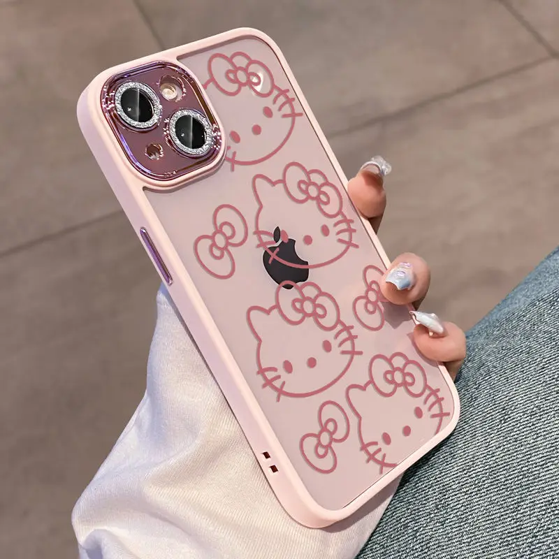 

Sanrio Hello Kittys Cartoon Iphone Phone Case with Chain for Iphone 12 13 14 Case Pro Max Xr Max All-Inclusive Anti-Drop Gift