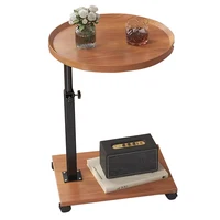 Table d'appoint Mobile pour petit espace, Table d'extrémité ronde roulante à hauteur réglable, bureau d'écriture debout Portable avec roulettes pour maison 2