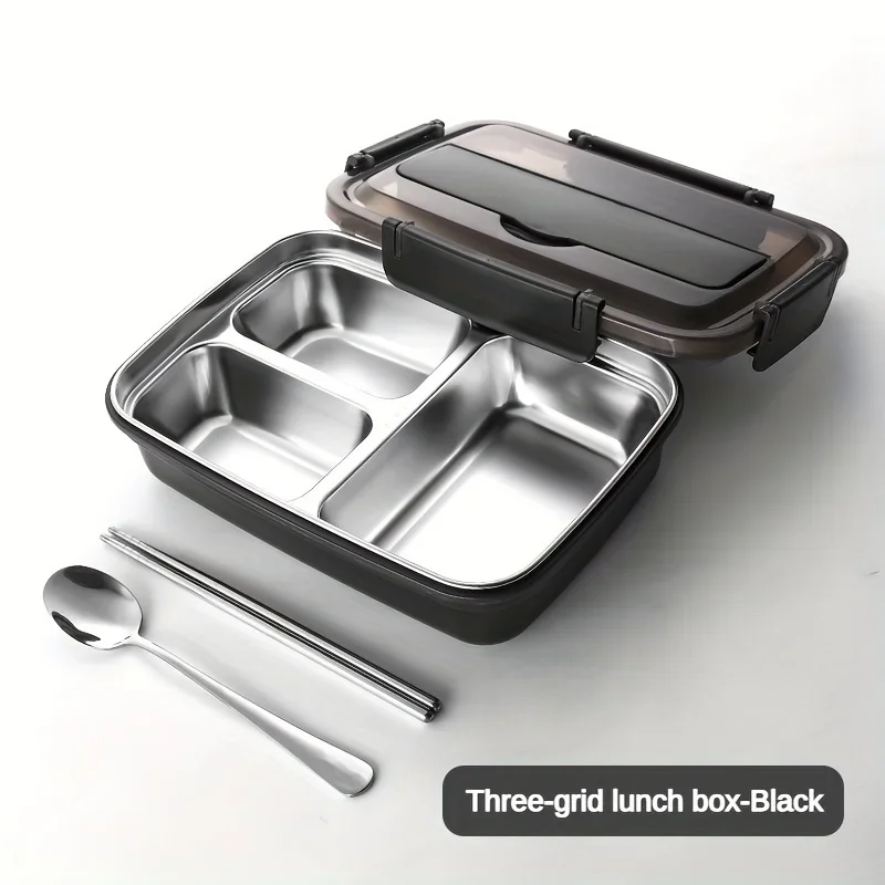 Easy-Clean Bento Container For Students & Office Workers,Leak-Proof Stainless Steel Lunch Box With 3/4 Compartments - Durable - 5