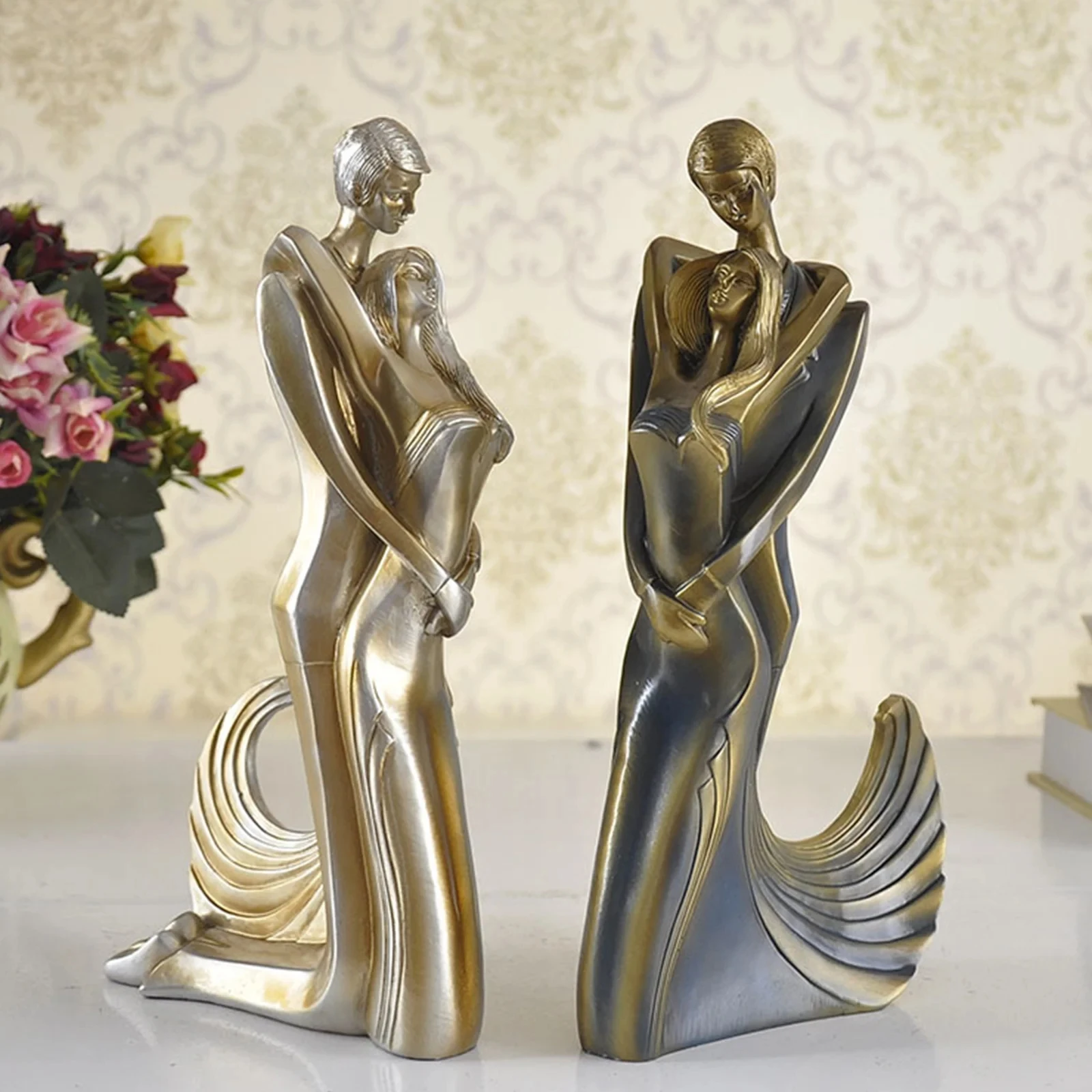 

Resin Couple Embrace Statue Male and Female Dance Sculpture Creative Home Decor Living Room Room Desktop Ornaments Accessories