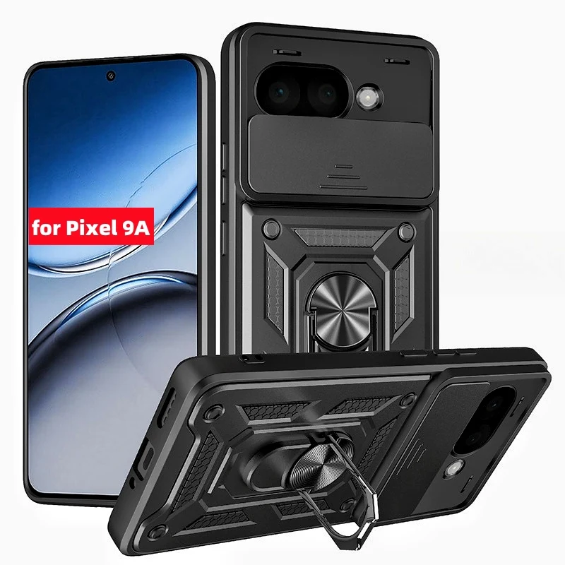 Magnetic Ring Armor Phone Case with Camera Protection and Car Mount Holder