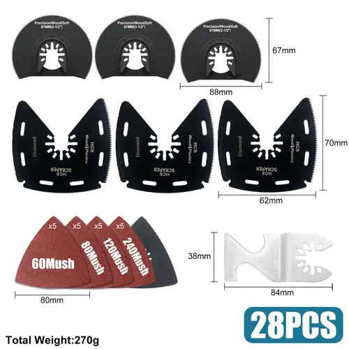 Japanese Tooth Carbide Oscillating Saw Blade Kit 10-39Pcs Arc Edge Oscillating Multitool Blades Precise Cut for Wood PVC Iron - Image 12