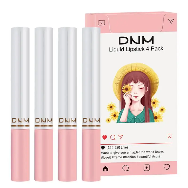 

4pcs/set Cigarette Tube Lip Gloss Matte Lipstick Long-lasting Waterproof Non-stick Cup Lip Glaze Moisturizing Nourishing Blam