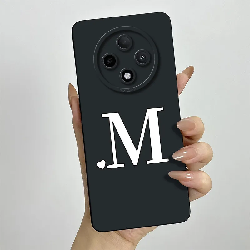 Cute Initial Letters Square Silicone Matte Shockproof Back Cover