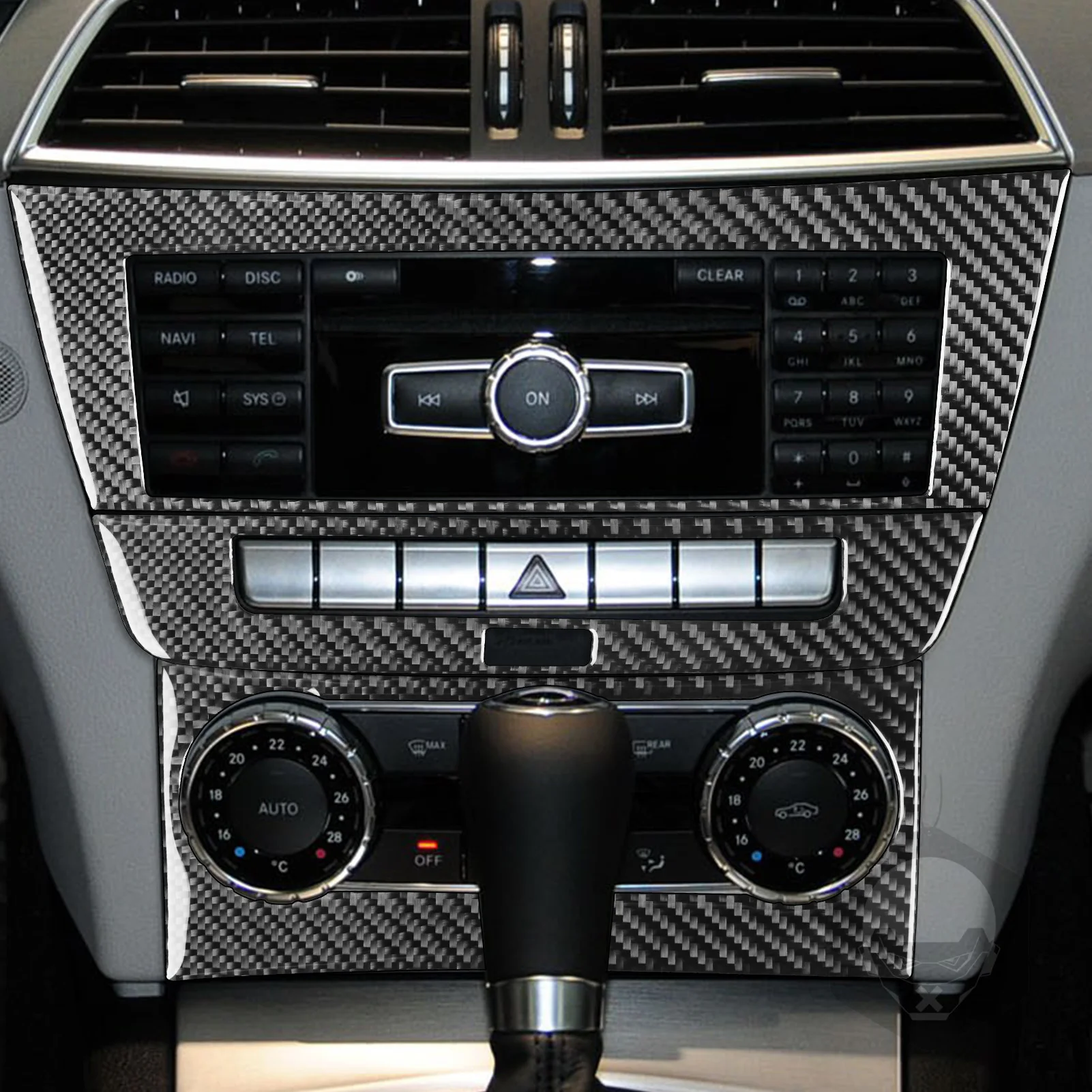 RRX für Mercedes-Benz W204 2012-2014 Innenräume Carbon Fiber Radio CD AC  Panel Taste Rahmen Abdeckung Trim aufkleber Auto Zubehör - AliExpress