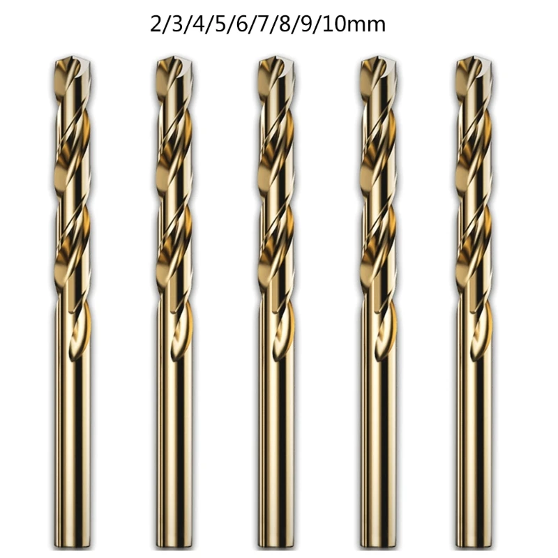 

Y1UB 5Pieces Industrial Grade Twist Drill Bit 2/3/4/5/6/7/8/9/10mm Drill Bit For Metal Stainless Steel Twist Drilling