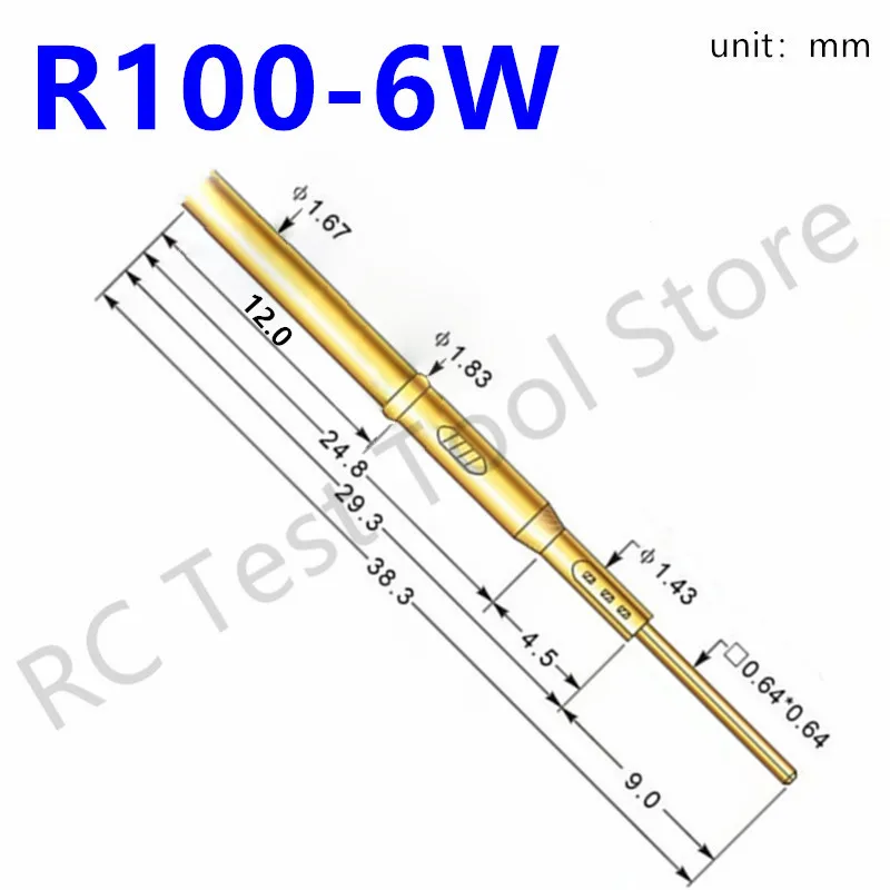 

20/100 шт., R100-6 Вт, тестовый штырь, розетка, латунная трубка, игольчатая муфта для сиденья, Проволочная оболочка, 38,3 мм, внешний диаметр 1,67 мм
