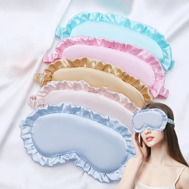 1pcs Silk Ruffle Sleep Eye Mask Eye Protection Travel Soft Sleeping Shading Eye Covers Multicolor Eye Patches For Woman Man