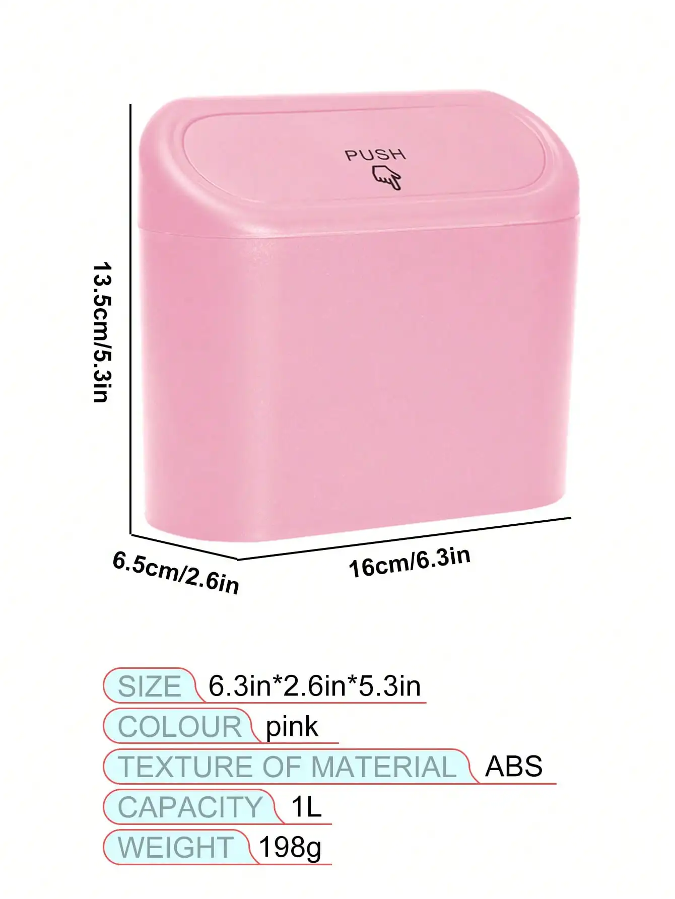 Car Trash Can pink portable and disassembled