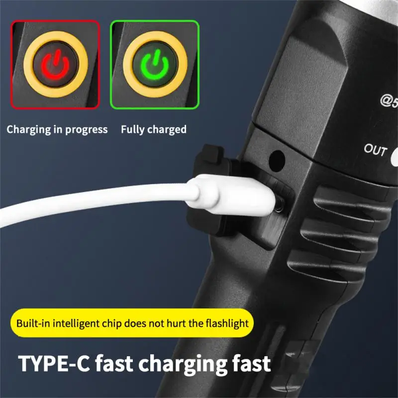 

Telescopic Zoom Flashlight TYPE-C Fast Charging Remote Side Lamp Inspection Lamp Flashlight Mountain Climbing Wild Fishing Lamp