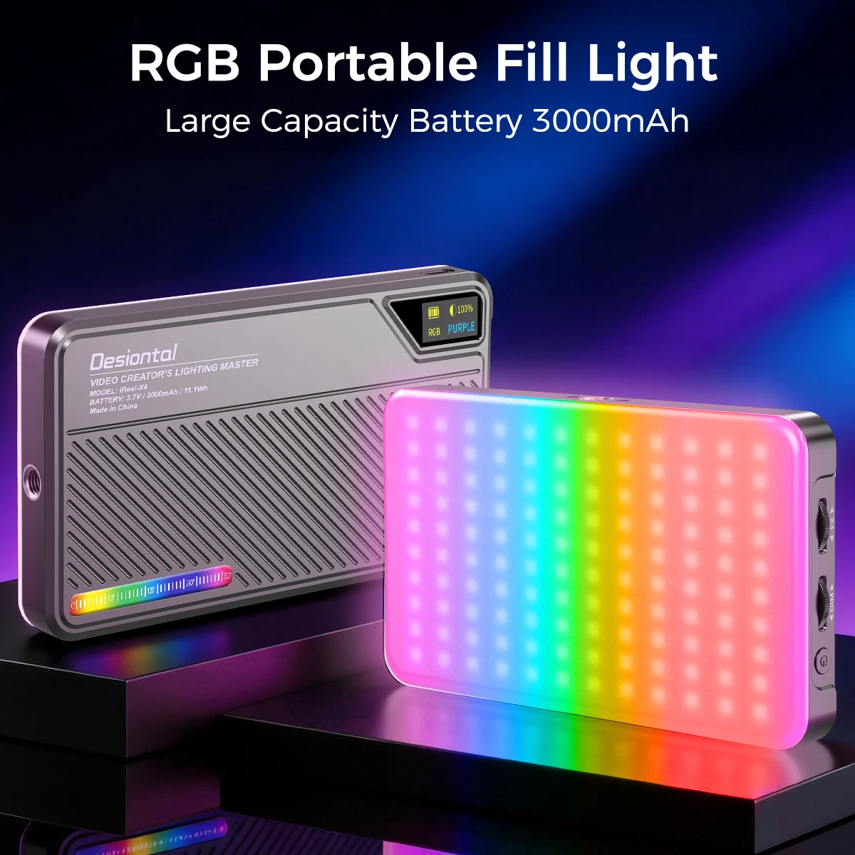 ضوء LED صغير محمول RGB للتصوير الفوتوغرافي والفيديو، إضاءة جيبية للبث المباشر والفلوجات، مشبك للهاتف والآيفون والآيباد والكمبيوتر...