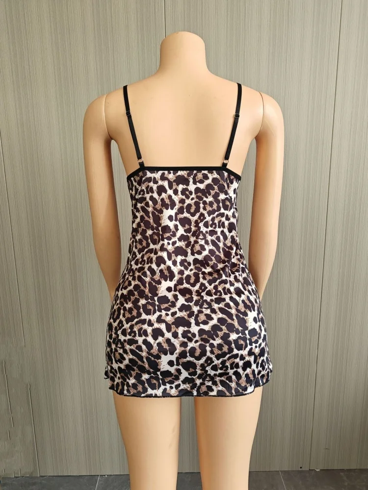 Wmstar Dress Wholesale Slip Sexy Leopard Print Empty Lace Sexy Dress for Night Clubs Mini Dress Drop Shopping New Style 2025