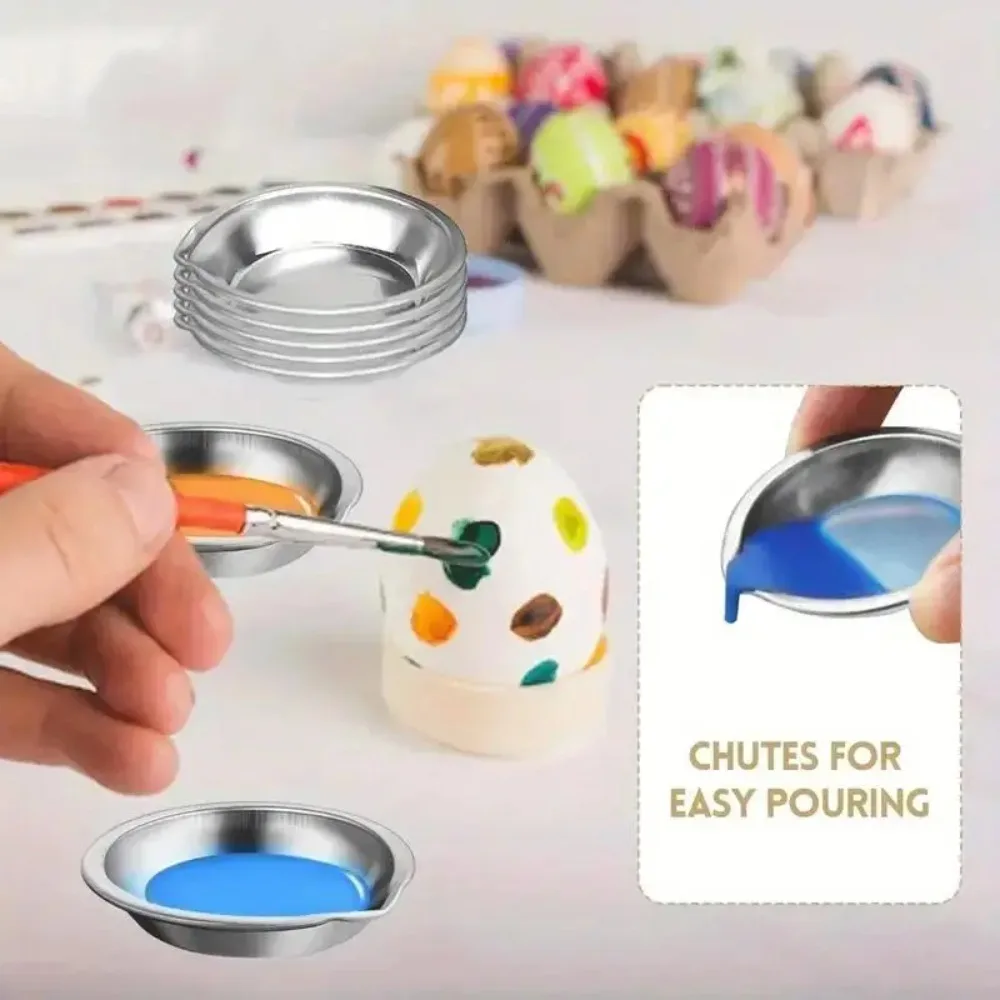 Makeup Palette 12Pcs Stainless Steel Small Round Paint Tray Artist Watercolours Paint Mixing Palette Tray For Artist