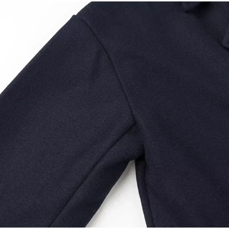 Loose Woolen Blends Coat Women Solid Lapel Double Breasted Pockets Jackets Autumn Winter Fashion Lady Office Outwear New