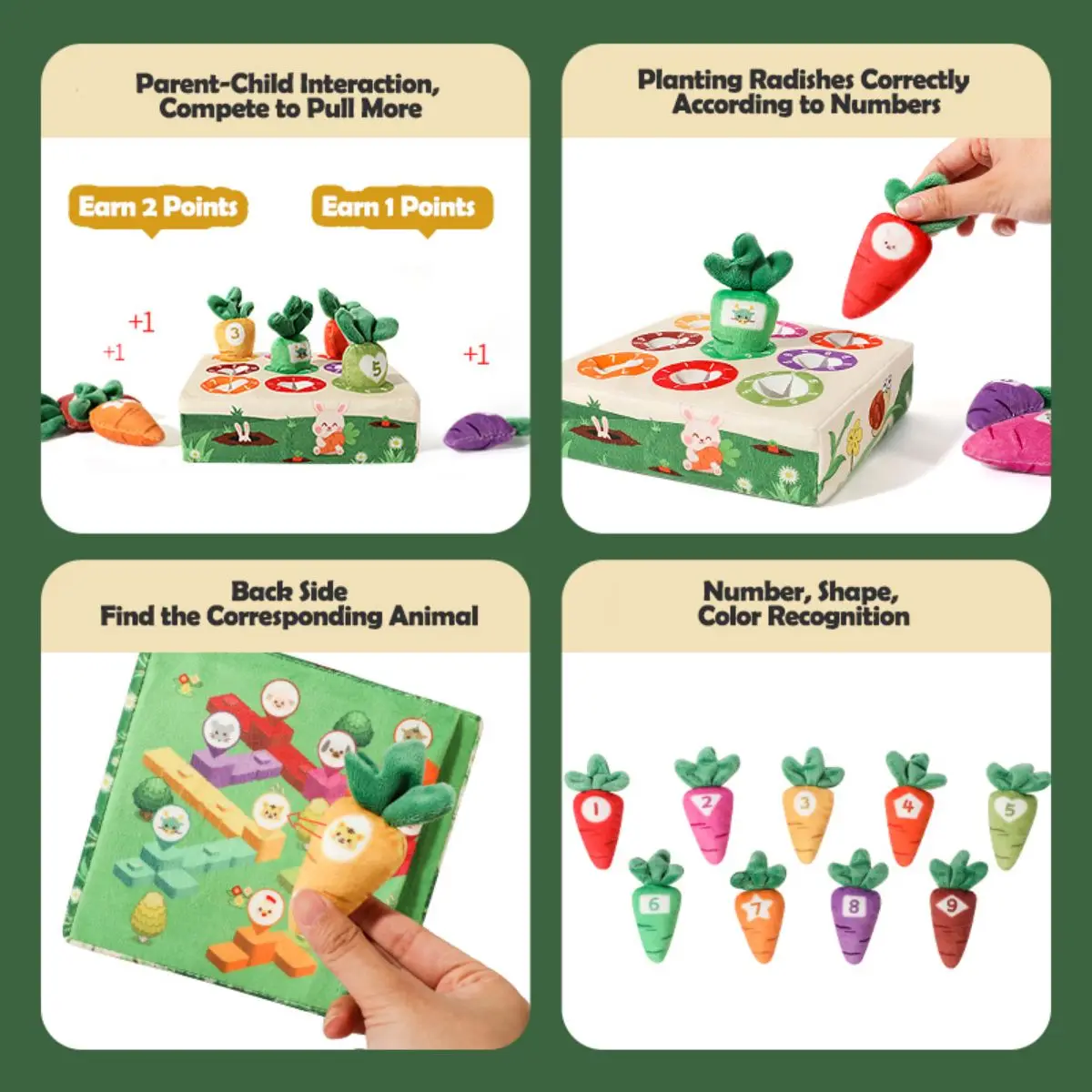 Fabric Toy Carrot Harvest Game,Educational Carrot Pulling Toy for Toddlers, Preschoolers,Boys Girls, Educational Toys Shape Sort